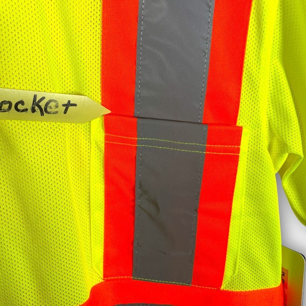 🦜 Two NEW Tough Duck Safety T-Shirts High Visibility Yellow Men's LARGE - Picture 5 of 11